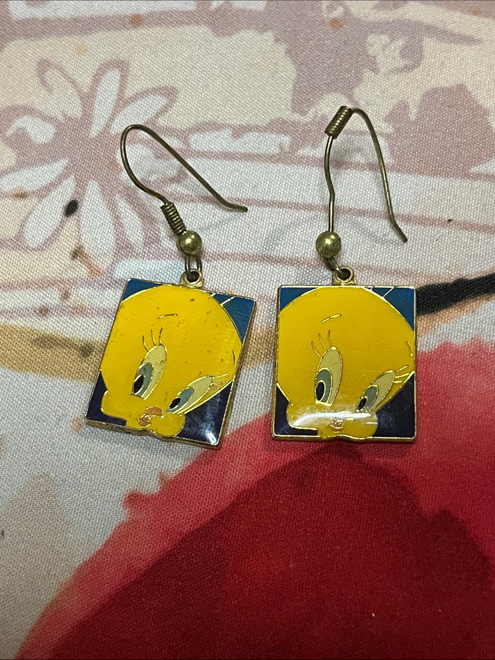 Warner Bros. Tweety Square Drop Earrings in Yellow and Navy